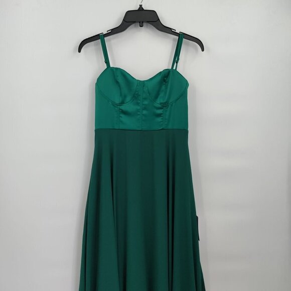 Lulus Best Part Of Me Dress Satin Bustier Chiffon Sweetheart Maxi Gown Small - Picture 5 of 15